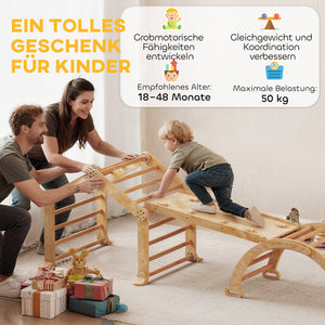 Indoor-Klettergerüst mit Rutsche Rampe Leiter Tafel für Kinder Holz