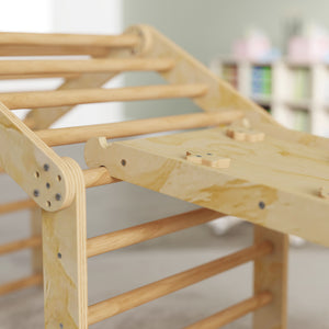 Indoor-Klettergerüst mit Rutsche Rampe Leiter Tafel für Kinder Holz