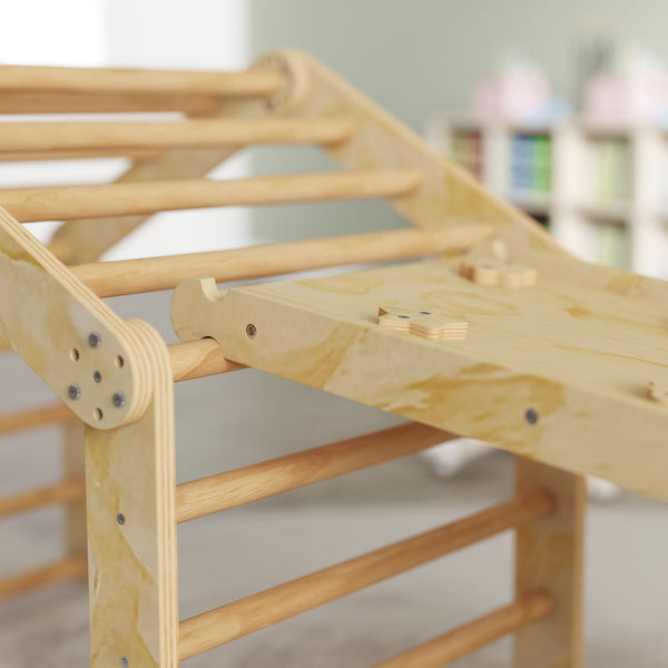 Indoor-Klettergerüst mit Rutsche Rampe Leiter Tafel für Kinder Holz