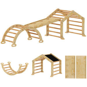 Indoor-Klettergerüst mit Rutsche Rampe Leiter Tafel für Kinder Holz