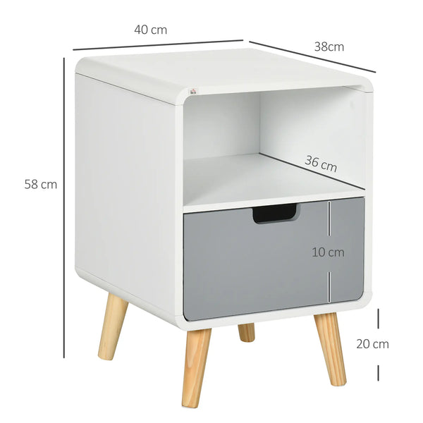 Nachttisch Nachtkommode Nachtschrank mit Schublade Weiss