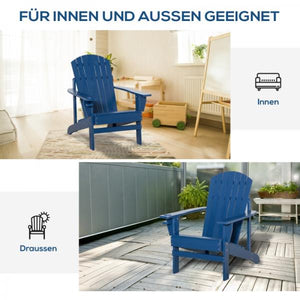 Adirondack-Gartenstuhl mit Becherhalter Gartenliege Balkonstuhl Massivholz Blau
