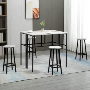 Bartisch-Set im Industriedesign, 6-teilig, 2 Tische und 4 Barhocker, Grau + Schwarz