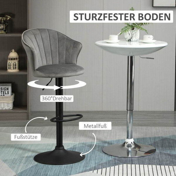 2er-Set Barhocker höhenverstellbarer Grau