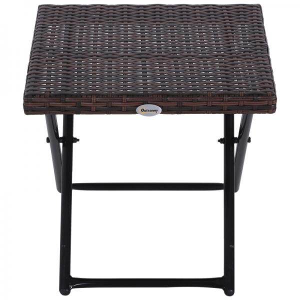 Gartentisch Beistelltisch klappbar Polyrattan + Metall Braun 40 x 40 x 40 cm