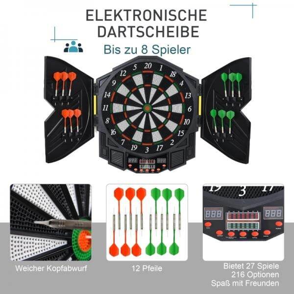 Elektronische Dartscheibe Dartboard Dart-set mit Tür LED Anzeige Soundeffekte