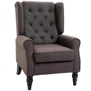 Einzelsessel Relaxsessel Ohrensessel Einzelstuhl Akzentsessel mit Tufting Holzfüsse Polyester Braun