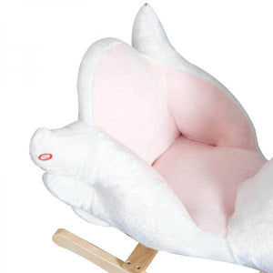 Schaukelpferd Baby Schaukeltier Schwan mit Musik Spielzeug Plüsch Rosa+Weiss