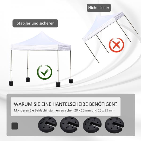 4 tlg. Pavillon Standfuss Gewicht Partyzelt Pavillongewicht befüllbar bis 5 kg HDPE-Kunststoff Schwarz Ø25 x 6 cm