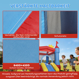 Hüpfburg aufblasbar mit Rutsche Planschbecken und Bällebad blau