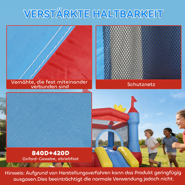 Hüpfburg aufblasbar mit Rutsche Planschbecken und Bällebad blau