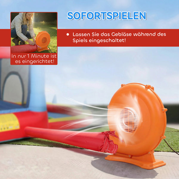 Hüpfburg aufblasbar mit Rutsche Planschbecken und Bällebad blau