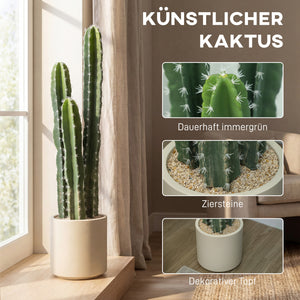 Kaktus künstlich mit Topf Dekoration für Wohnung Büro 95cm