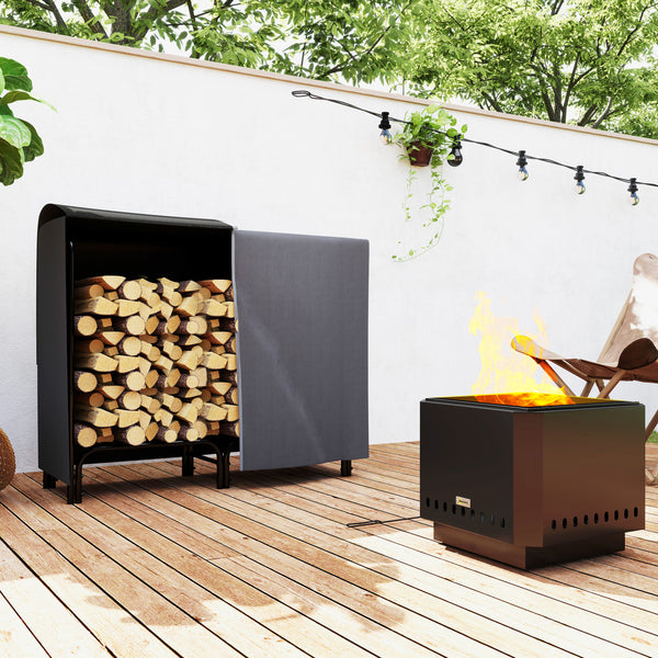 Kaminholzregal 120x36x99cm wasserabweisend mit Tragetasche Schwarz