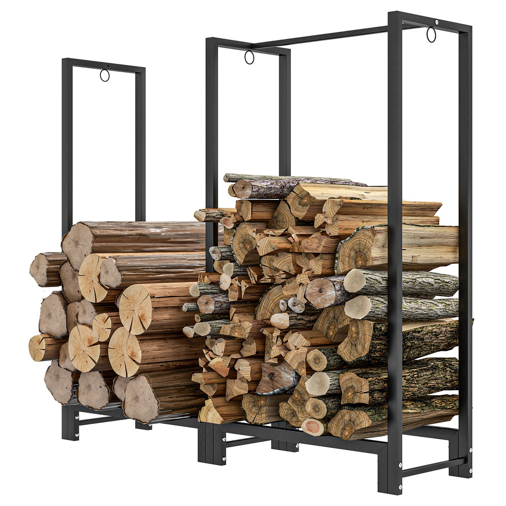 Firewood rack 123x32x115cm up to 200kg 2 sections Black