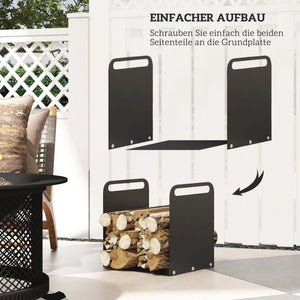 Kaminholzregal 365x30x36cm bis 30kg kompakt Schwarz