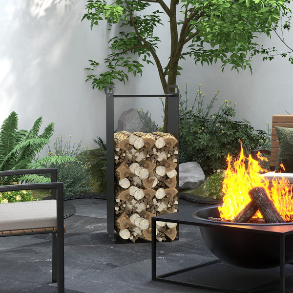 Kaminholzregal 36x30x90cm bis 30kg Outdoor & Indoor Schwarz