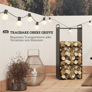 Kaminholzregal 36x30x90cm bis 30kg Outdoor & Indoor Schwarz