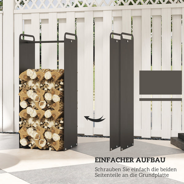 Kaminholzregal 36x30x90cm bis 30kg Outdoor & Indoor Schwarz