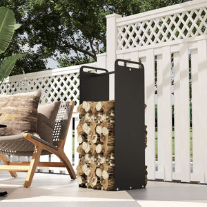 Kaminholzregal 36x30x90cm bis 30kg Outdoor & Indoor Schwarz