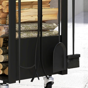 Kaminholzregal Kaminholzwagen  48x30x76cm mit Rädern Zubehör Schwarz