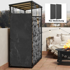 Kaminholzregal Abdeckung 2er-Set 148x62cm wasserdicht Schwarz