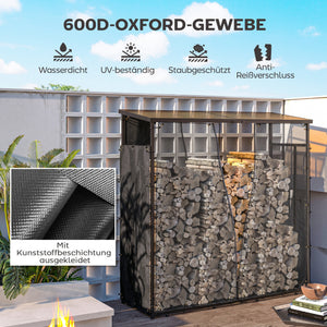 Kaminholzregal Abdeckung 2er-Set 148x62cm wasserdicht Schwarz