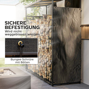 Kaminholzregal Abdeckung 2er-Set 148x62cm wasserdicht Schwarz