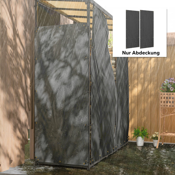 Kaminholzregal Abdeckung 2er-Set 148x62cm wasserdicht Schwarz