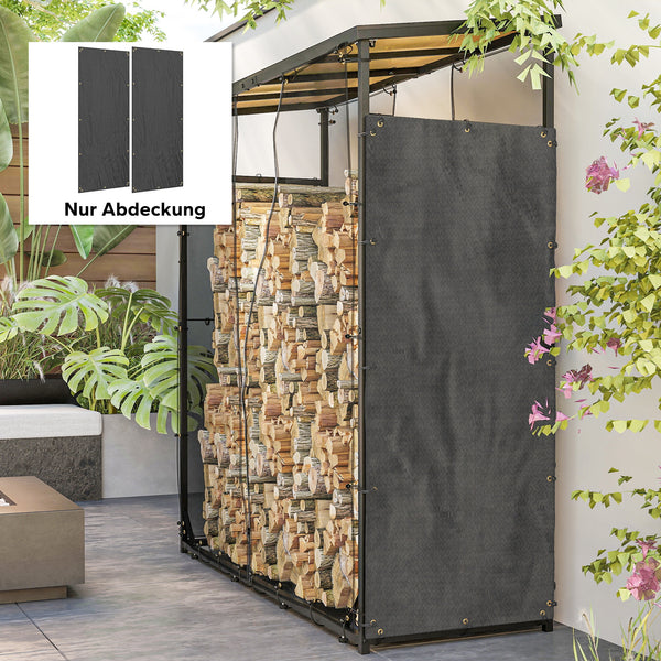 Kaminholzregal Abdeckung 2er-Set 148x62cm wasserdicht Schwarz