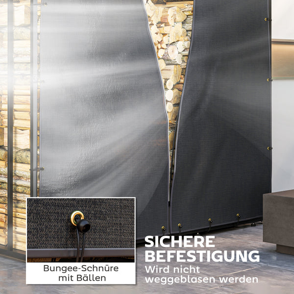 Kaminholzregal Abdeckung 2er-Set wasserdicht mit UV-Schutz Schwarz
