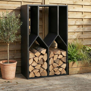 Kaminholzregal Brennholzregal Metall Outdoor, Kaminholzregal anthrazit 160x95x50cm