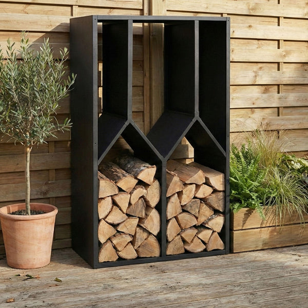 Kaminholzregal Brennholzregal Metall Outdoor, Kaminholzregal anthrazit 160x95x50cm