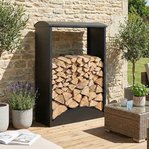 Kaminholzregal Brennholzregal Metall anthrazit 160x98x50cm für Kamin & Outdoor