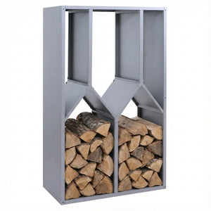 Kaminholzregal Brennholzregal Metall 160x95x50cm Grau Kamin Holzregal Outdoor