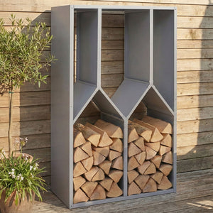 Kaminholzregal Brennholzregal Metall 160x95x50cm Grau Kamin Holzregal Outdoor