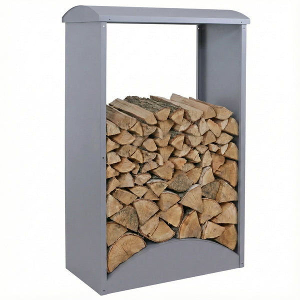 Kaminholzregal Brennholzregal Feuerholzregal Metall Grau 160x98x50cm Outdoor