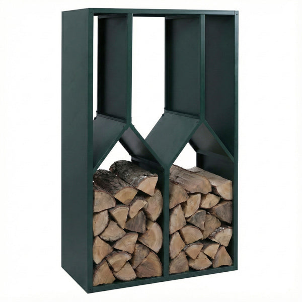 Kaminholzregal Brennholzregal Metall Outdoor, Holzregal 160x95x50cm grün