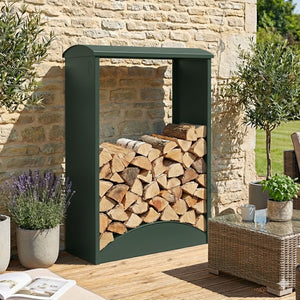 Kaminholzregal Brennholzregal Metall Grün Outdoor Regal 160x98x50 cm