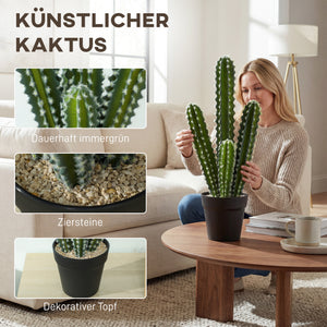 Kaktus Kunstpflanze künstlich im Topf Deko für Büro 53cm