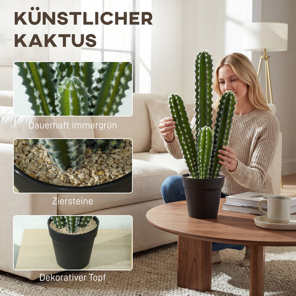 Kaktus Kunstpflanze künstlich im Topf Deko für Büro 53cm