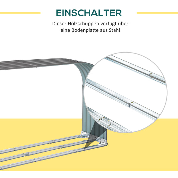 Kaminholzständer 208x46x112cm aus Stahl Grau