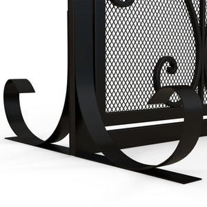 Kaminschutzgitter 105x805cm mit magnetischen Türen stabil Schwarz