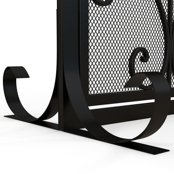 Kaminschutzgitter 105x805cm mit magnetischen Türen stabil Schwarz