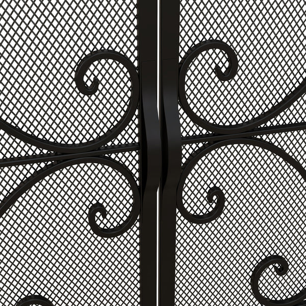 Kaminschutzgitter 105x805cm mit magnetischen Türen stabil Schwarz