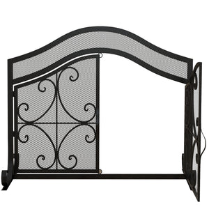 Kaminschutzgitter 105x805cm mit magnetischen Türen stabil Schwarz
