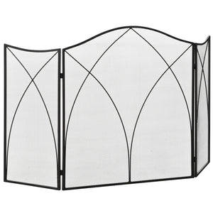 Kaminschutzgitter 126x76cm klappbar 3 Paneelen Schwarz