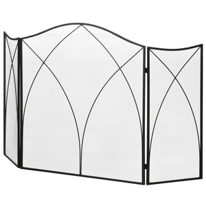 Kaminschutzgitter 126x76cm klappbar 3 Paneelen Schwarz
