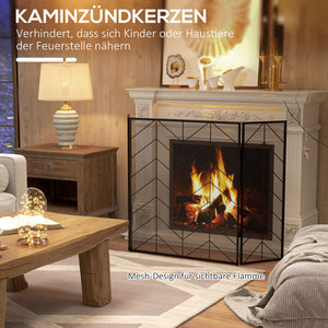 Kaminschutzgitter 135x85cm klappbar 3 Paneelen Schwarz