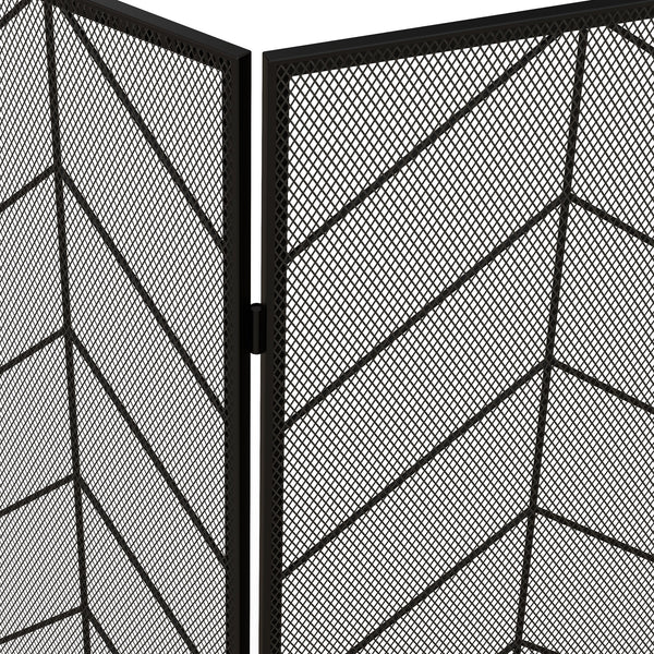 Kaminschutzgitter 135x85cm klappbar 3 Paneelen Schwarz